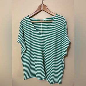J. Jill white/green striped tee 💚🤍